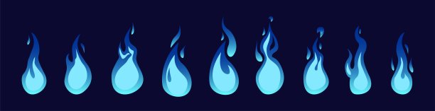 蓝色的火焰。火动画精灵。动画游戏图片下载
