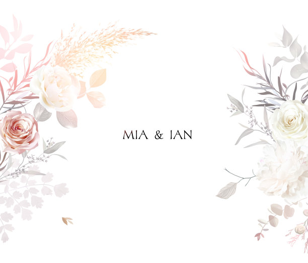 现代米色和腮红时尚矢量设计框架。柔和的干潘帕斯草图片下载