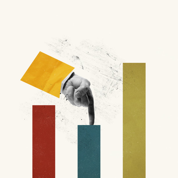 当代艺术拼贴。概念性图像，男性的手指向分析图。商业分析，专业成长图片下载