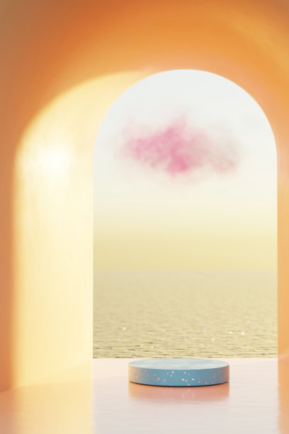 3d平台，产品展示展示的复制空间。热带夏季和度假概念。图片下载