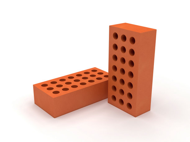 新的红砖孤立在白色背景，3d渲染图片下载