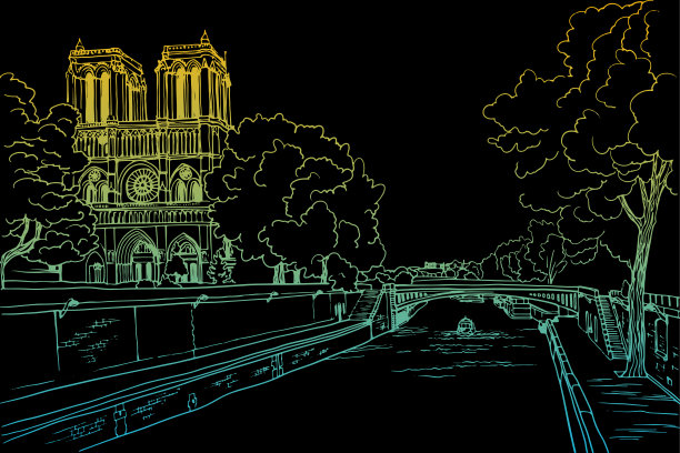 老巴黎、巴黎圣母院和塞纳河的美景。图片下载