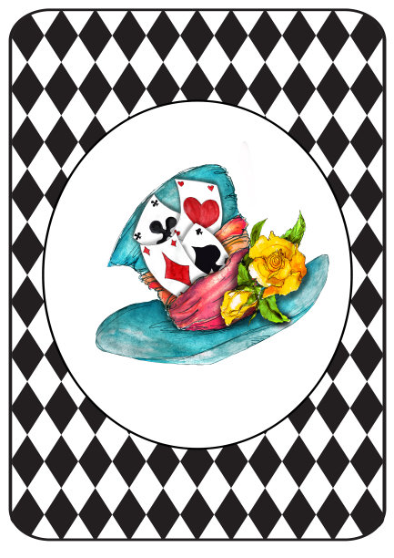 爱丽丝梦游仙境水彩手绘人物Grunge复古黑白钻石格子马戏团旗帜图片下载