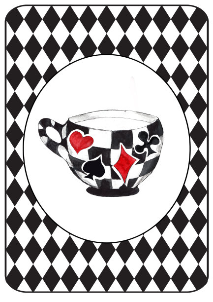 爱丽丝梦游仙境水彩手绘人物Grunge复古黑白钻石格子马戏团旗帜图片下载