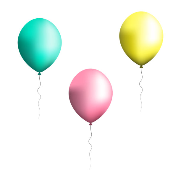 三个彩色气球，矢量插图。图片下载