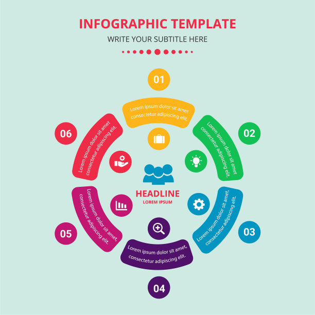 丰富的极简信息图表步骤模板图片下载