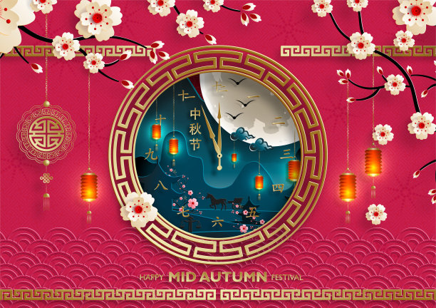 中国中秋节的彩色背景图片下载