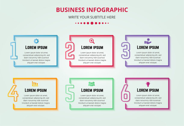丰富多彩的业务步骤信息图表与创意数字图片下载