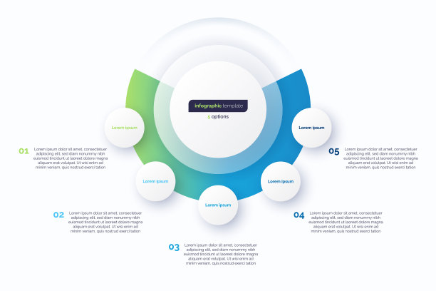 五选项圆信息图设计模板图片下载