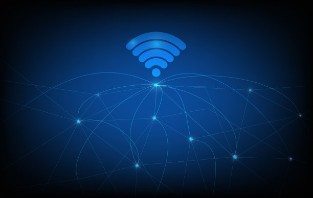 蓝色粒子WIFI标志图片下载