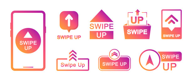 向上滑动图标集。向上箭头按钮。社交媒体故事向上滑动图标。滚动象形图。用于广告和营销的Web图标。矢量图。图片下载