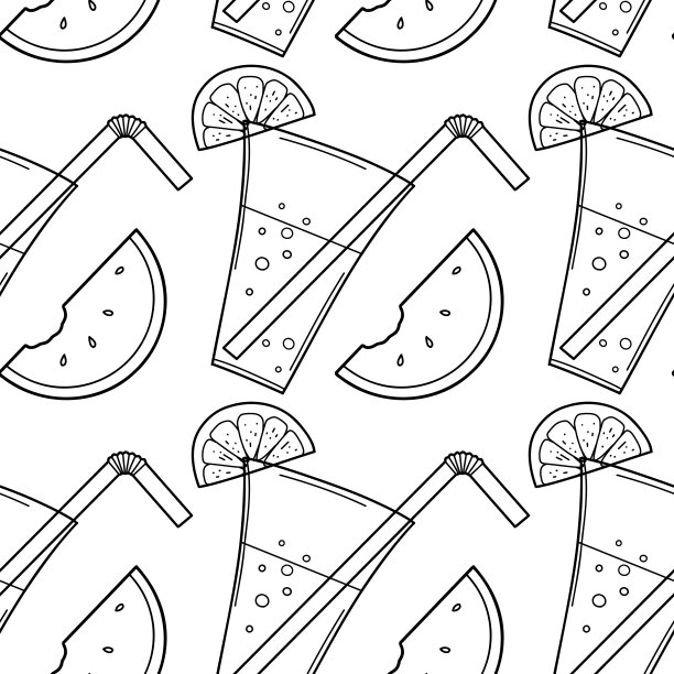 轮廓无缝图案，一套夏日糖果图片下载