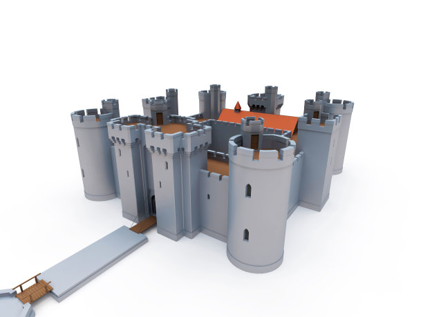 白色背景的石头城堡，3d渲染图片下载