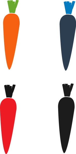 胡萝卜图标设置扁平风格eps图片下载