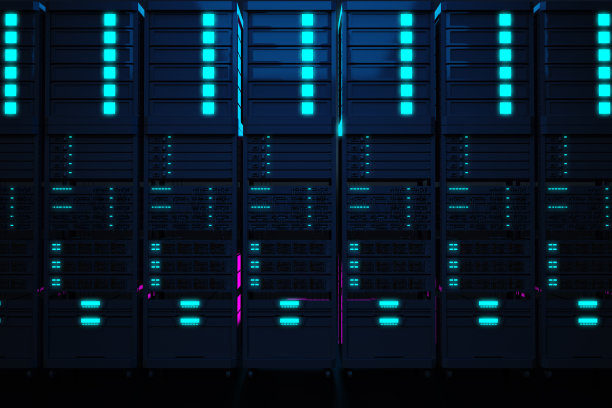 一排黑暗服务器关闭前视图图片下载