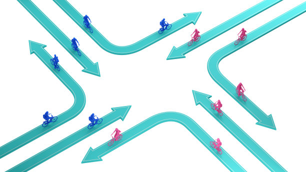 自行车上不同方向的箭头孤立在白色图片下载