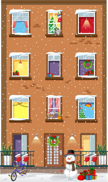 带窗户的公寓楼图片下载