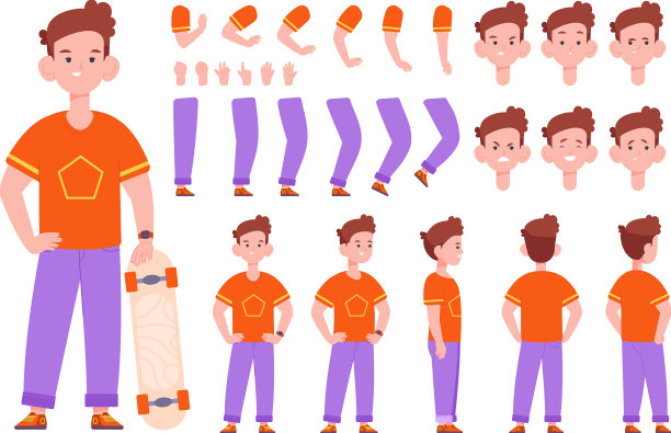 儿童前方动画男孩人物信息图图片下载