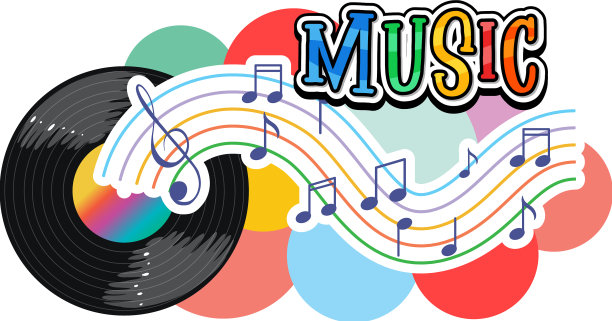 字体设计文字音乐与音乐笔记上图片下载