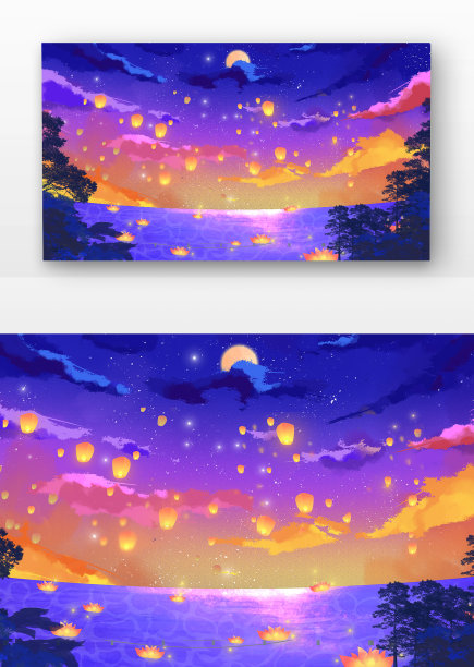 放孔明灯图片下载