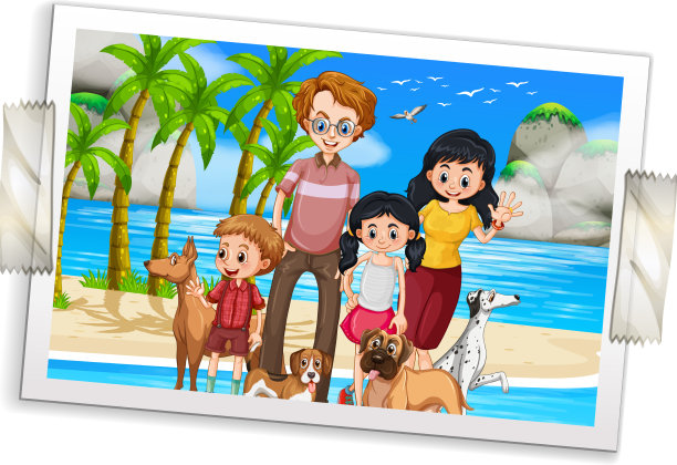 快乐的一家人度假的照片图片下载