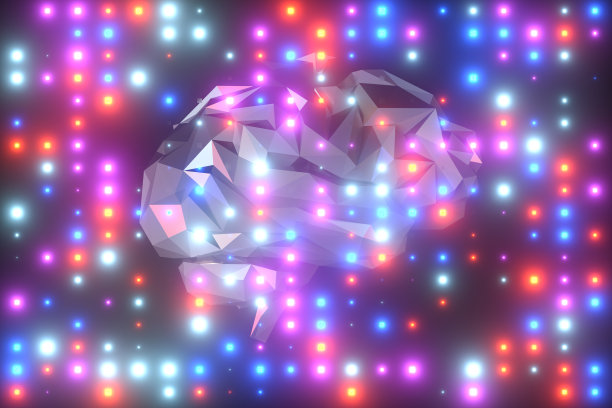 脑人工智能概念霓虹灯聚光灯背景照明图片下载