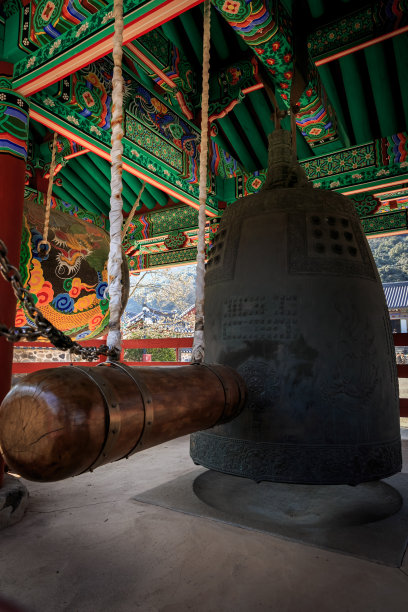 韩国佛教寺庙的钟图片下载