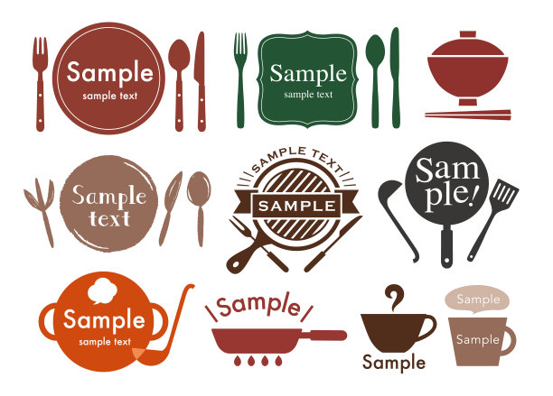 烹饪和餐厅设计图标集图片下载