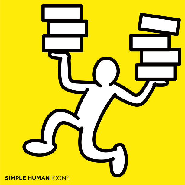 一个简单的人类图标系列“扛着很多行李的人”图片下载