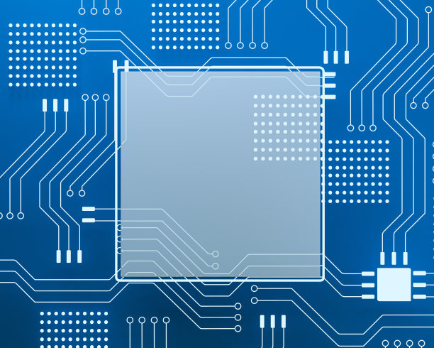 微芯片带电路，蓝色背景。本空间图片下载