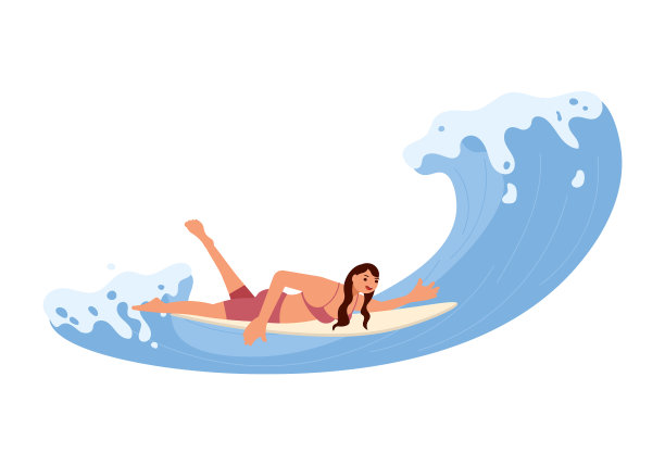 女人乘着汹涌的波浪或漂浮着图片下载
