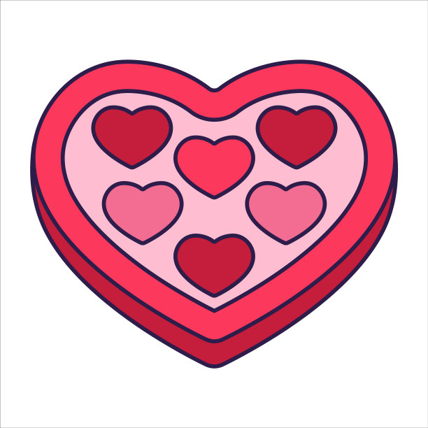 复古情人节心形图标糖果盒图片下载