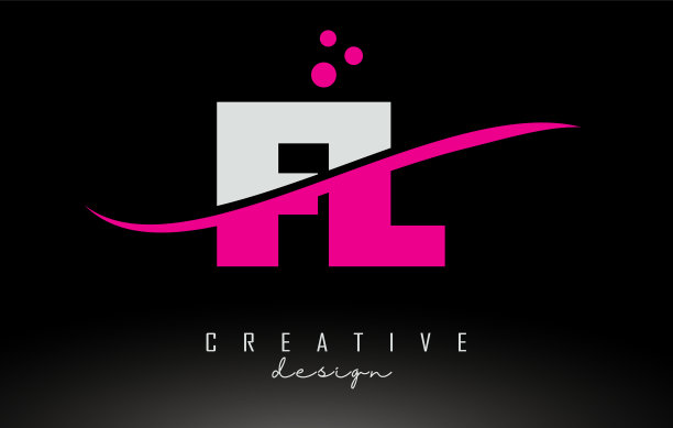 Fl l白色和粉红色的字母标志与swoosh和图片下载