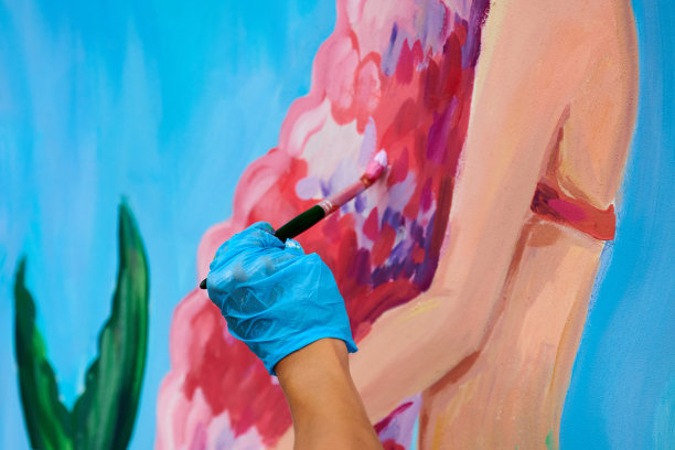 丙烯彩绘女性彩绘现代彩绘，户外艺术节图片下载