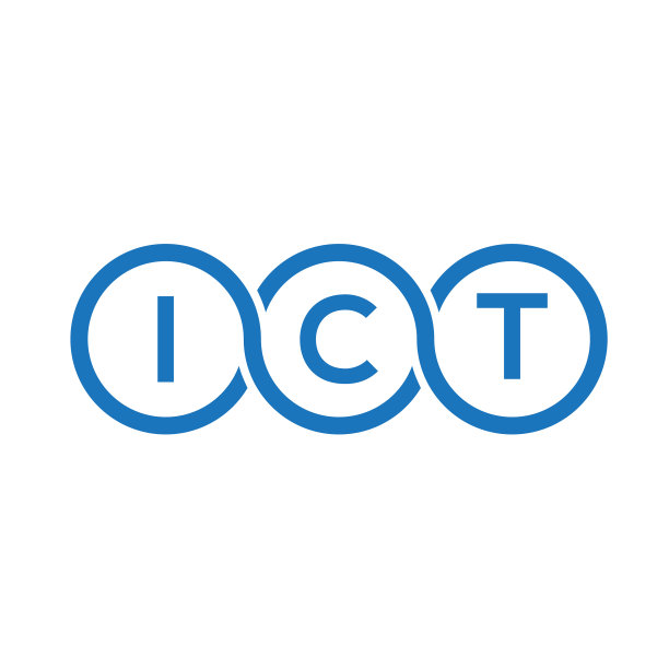 白色背景上的字母ICT标志设计图片下载