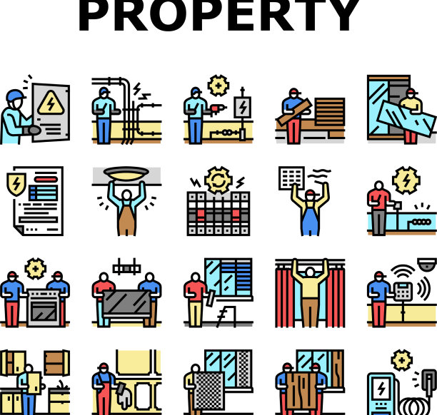 物业维护和维修图标设置图片下载