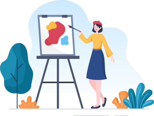 和画画的人在户外平画图片下载