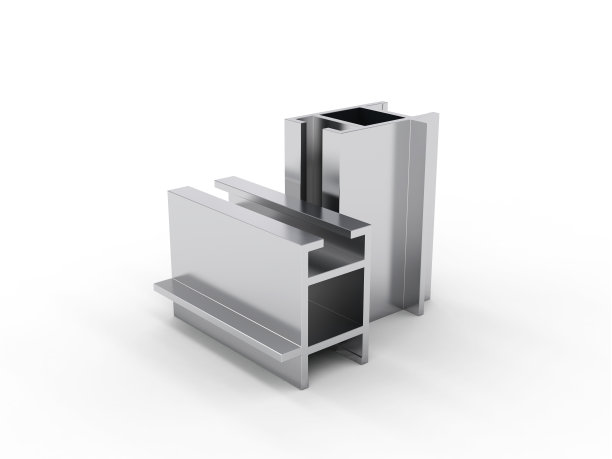 铝型材孤立在白色背景，三维渲染图片下载
