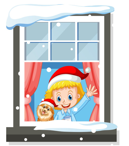 透过窗户看圣诞主题的女孩图片下载