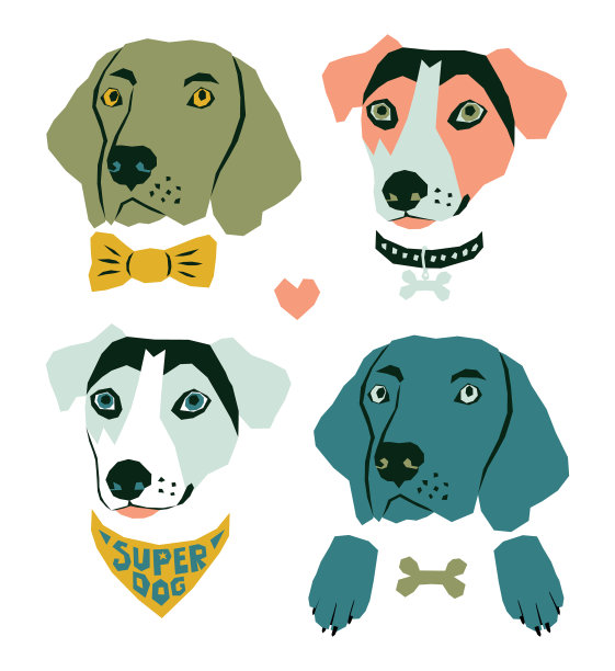 不同颜色的有趣的狗嘴图片下载