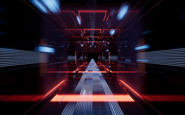 数字空间，科幻概念隧道，3d渲染。图片下载