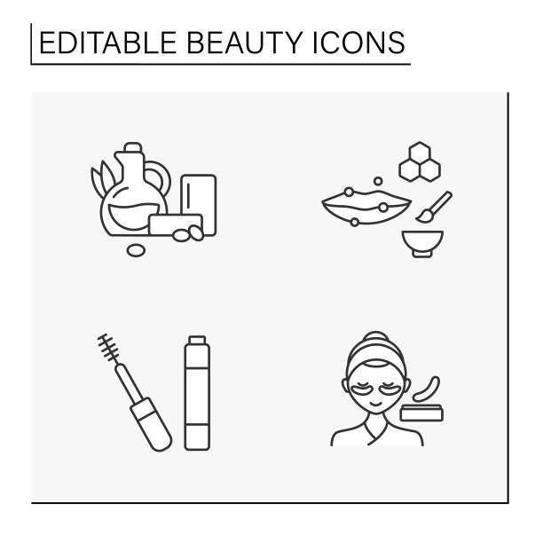 美妆线条图标集合图片下载