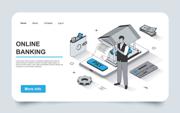 三维等距的银行服务理念图片下载