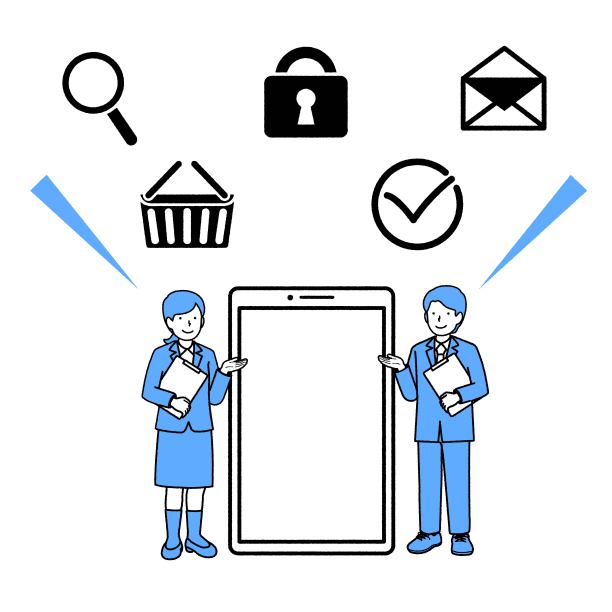 一个人穿着智能手机套装的插图图片下载