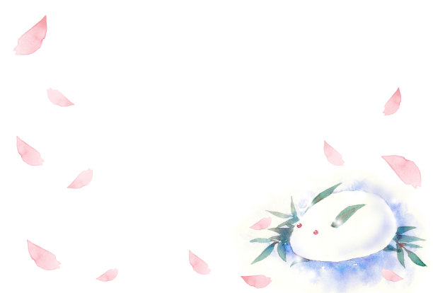水彩日本传统玩具和雪兔图片下载