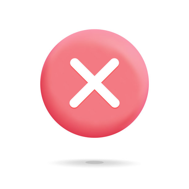 矢量三维现实交叉检查标记红色图标图片下载