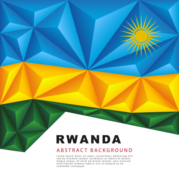 卢旺达的多边形国旗。矢量插图。抽象背景以色彩斑斓的绿、黄、蓝条纹的形式呈现图片下载