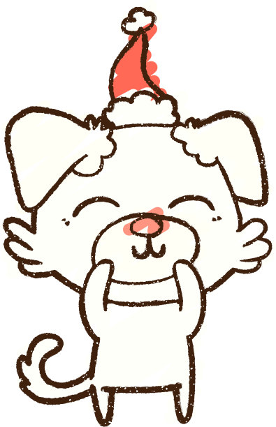 圣诞狗粉笔画图片下载