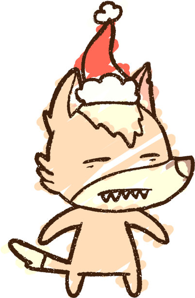 圣诞狼粉笔画图片下载