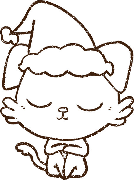 圣诞猫炭画图片下载